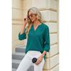 Spring Summer New Women's Solid Color V-Neck Loose Buttoned Half Sleeve T-Shirt Top Leisure Trade Europe America
