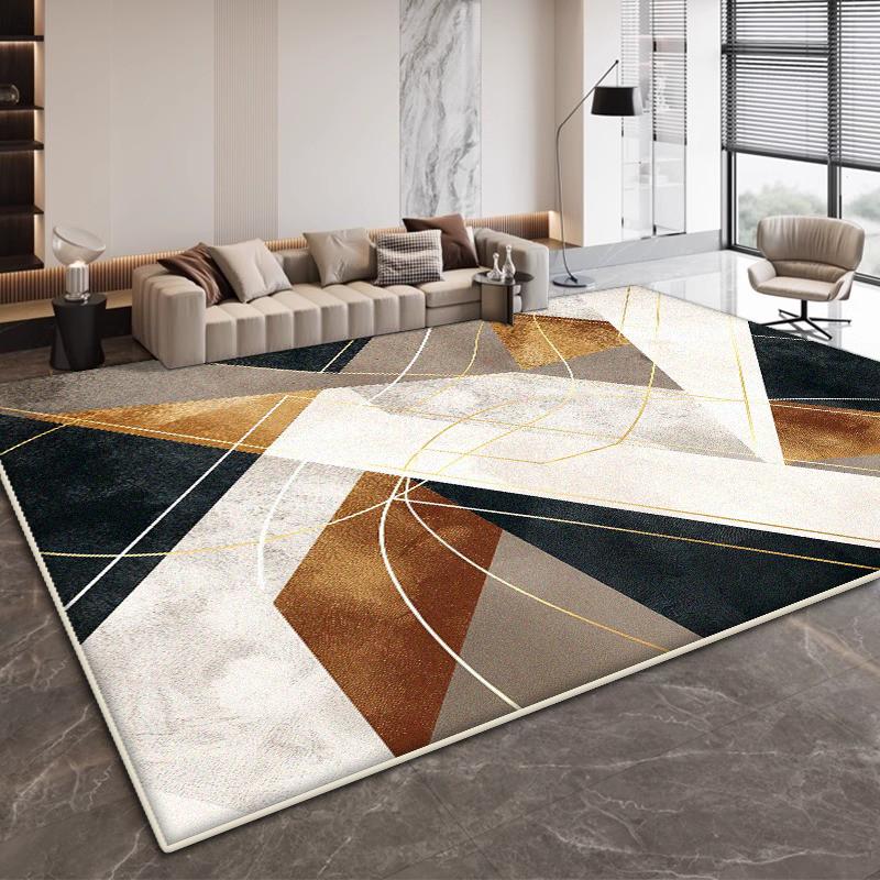 Modern Geometric Design Living Room Carpet Simple Decoration Bedroom Non-slip Large Rugs Office Coffee Tables Soft Mat Washable