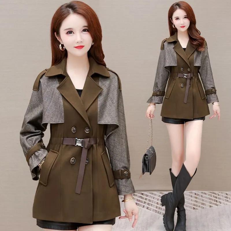 

Высококачественная ветровка женская маленькая весенняя приталенная блузка куртка на все случаи жизни S кофейный