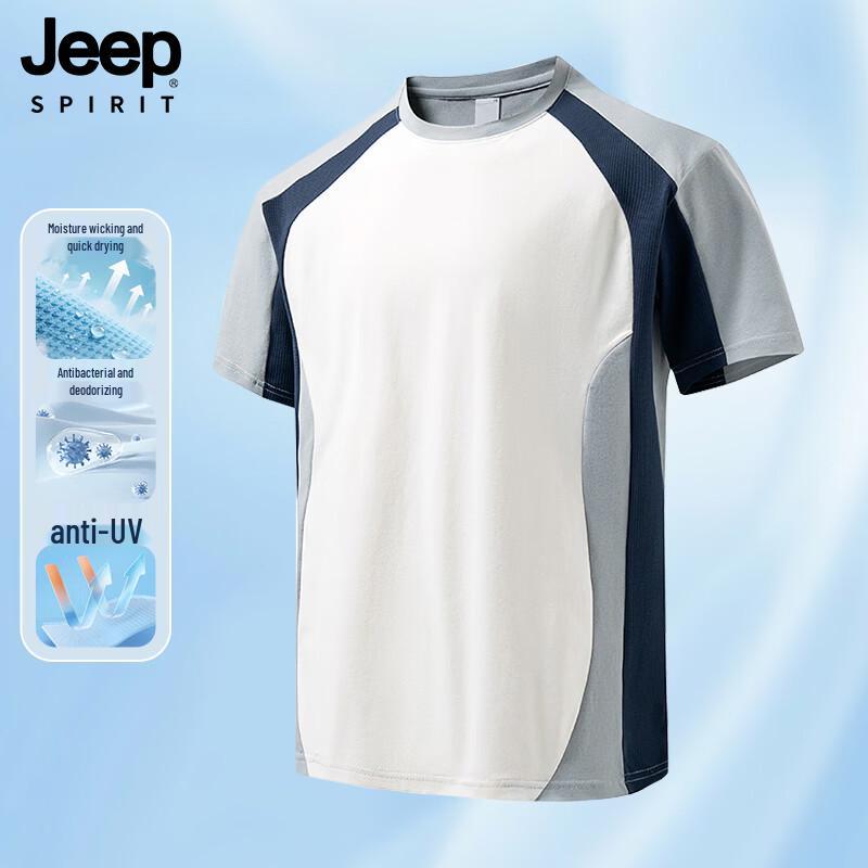JEEP SPIRIT Men s Spliced Moisture-Wicking Casual T-Shirt M