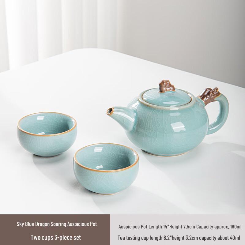 Sky Cyan Dragon Tea Set