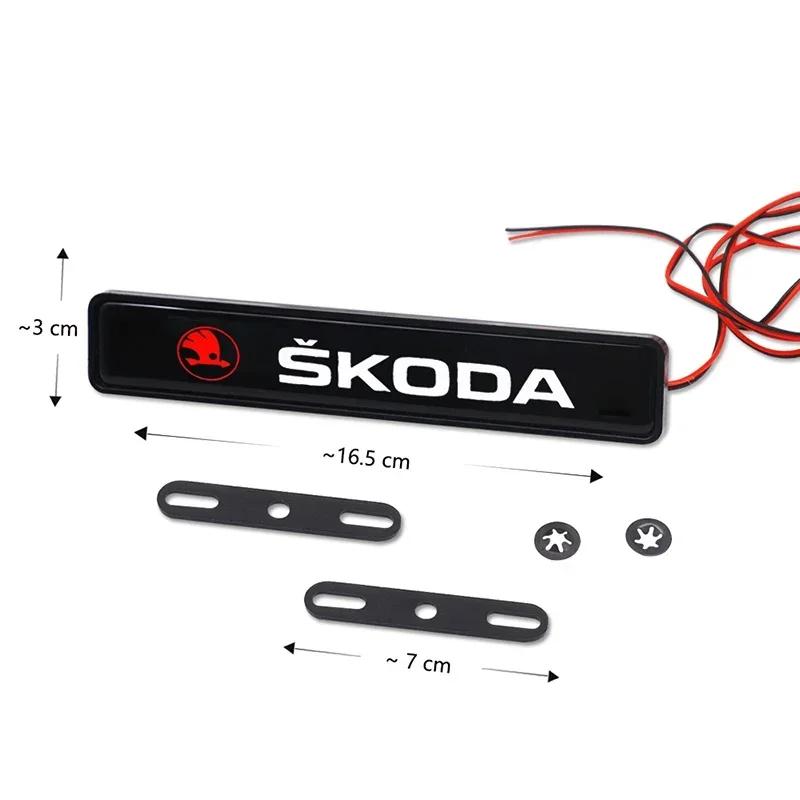 2026 Hot LED Light Emblem For Skoda Kodiaq Superb Kamiq Fabia 1 Rapid Octavia 2 A7 Tour RS Yeti Karoq Car Front Grille Badge Dec euw321