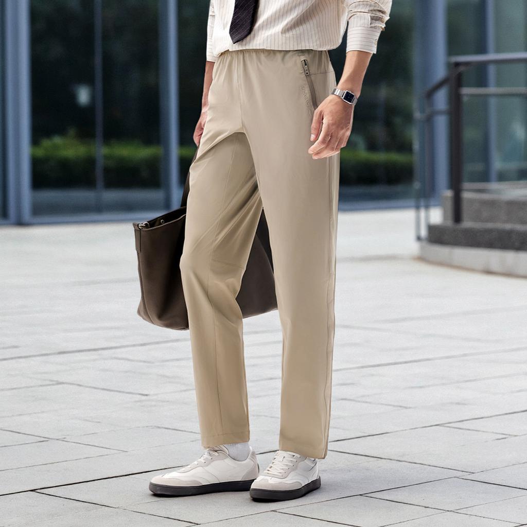 Li Ning Simple Comfortable Versatile Solid Color Straight Leg Casual Mid Waist Sports Pants Men Bottoms AYKV937-3