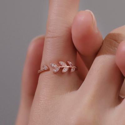 Stainless Steel Silver Rose Gold Leaves Leaf Laurel Branch Women Ring Jewelry