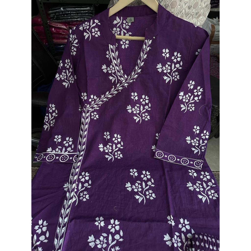 Indian Bollywood Cotton Kurti Pant Dupatta Set Designer Women's Ethnic Kurta Set