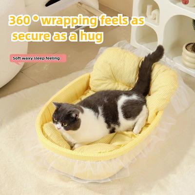 Süßes Prinzessin Katze Hundebett mit Kissen Prinzessinnest Abnehmbares Haustiersofa Hundebetten Zubehör für Kleine Mittelgroße Katze Hund