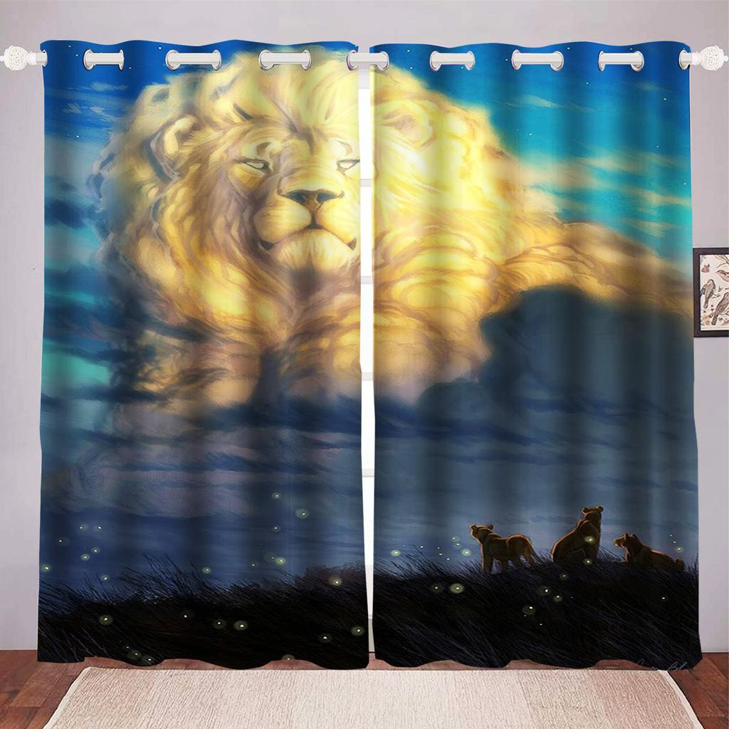 Lion King Dustproof 100% Polyester Blackout Curtains Curtains For Living Room Bedroom Drapes Home Decor