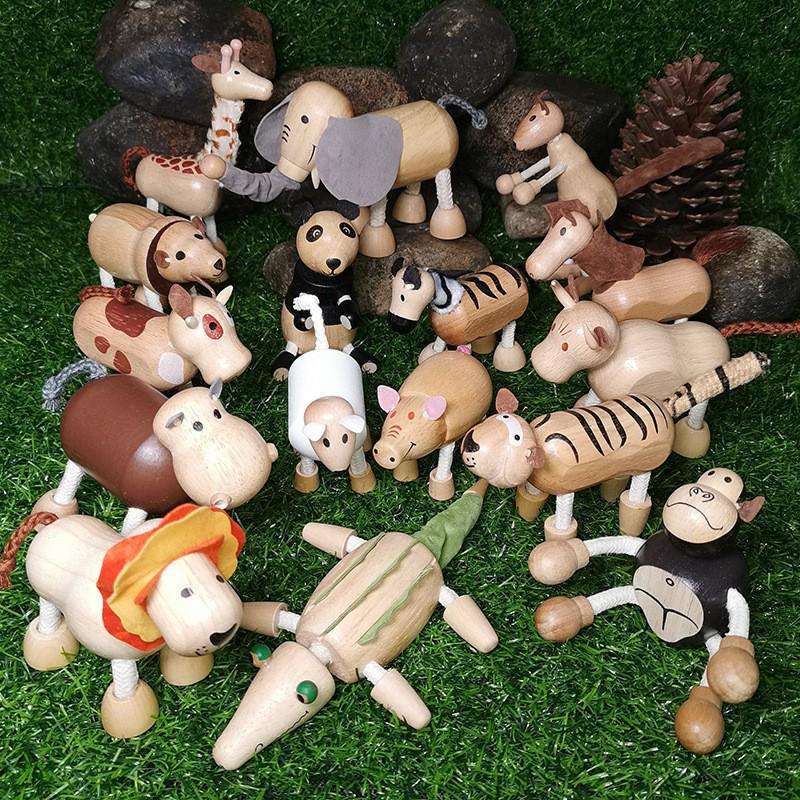 1pc Cute Educational Horse Deer Wooden Wood Animal Figurines Toy Festival Gift