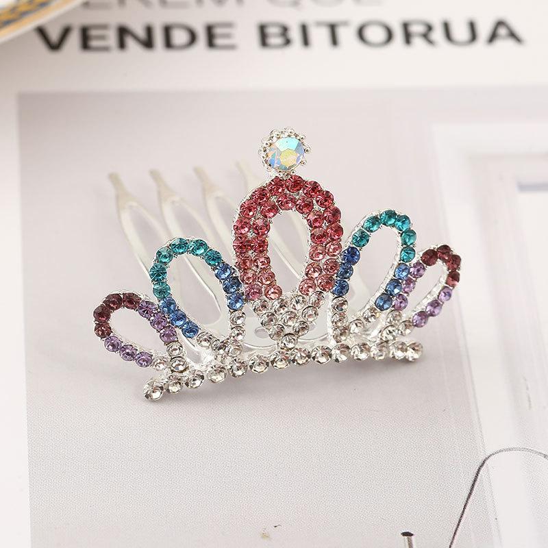 Girls Hair Accessories Mini Crown for Kids Bling Rhinestone Tiaras Hair Combs Princess Diadem Love Heart Shaped Headbands