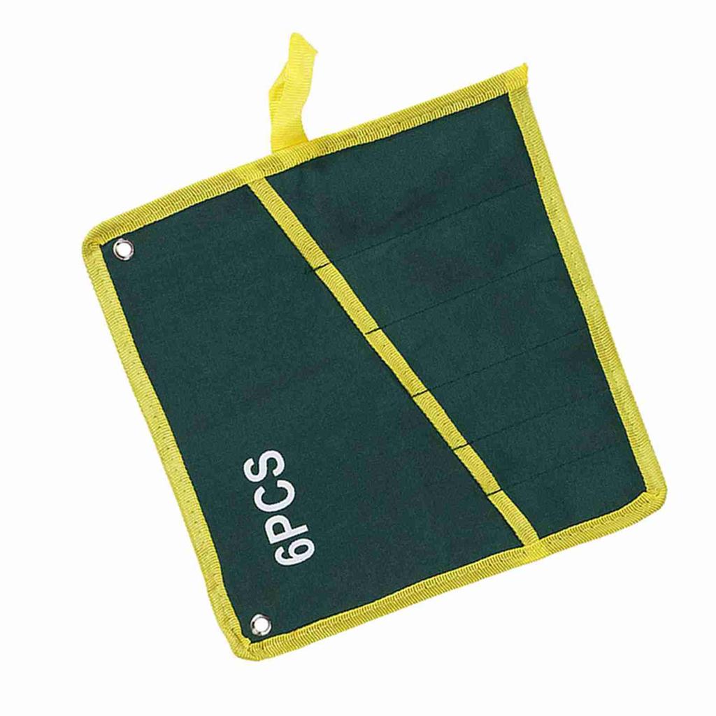 1Pc Durable Canvas 6 8 10 12 14 25 Pockets Spanner Wrench Tool Roll Up Storage Bag Green