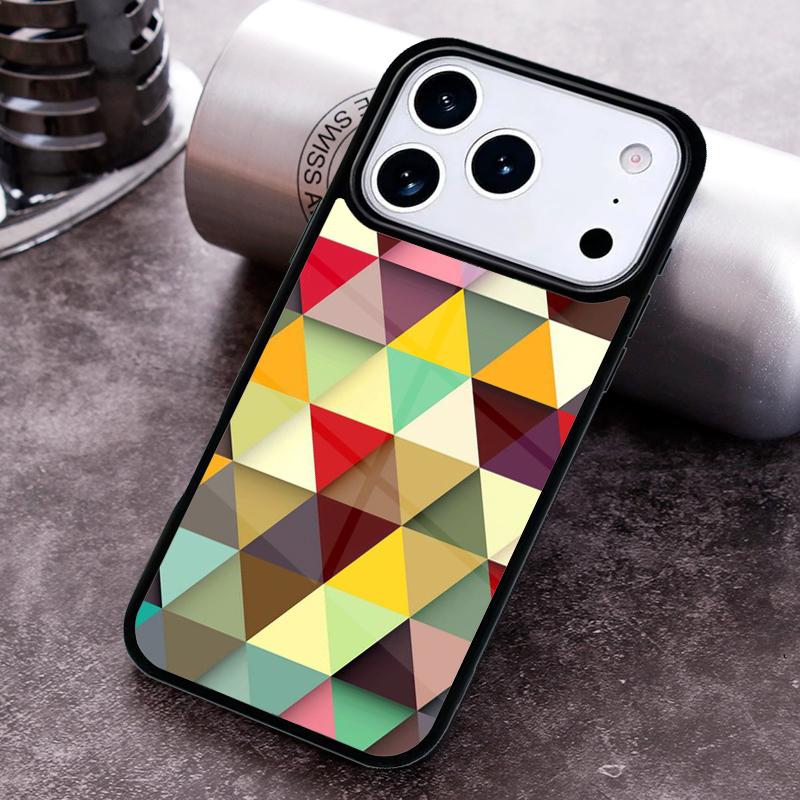 Geometric Stripy Triangle Phone Case for iPhone 17 16 15 Pro Max Air 14 13 12 11 Plus Shockproof Cover
