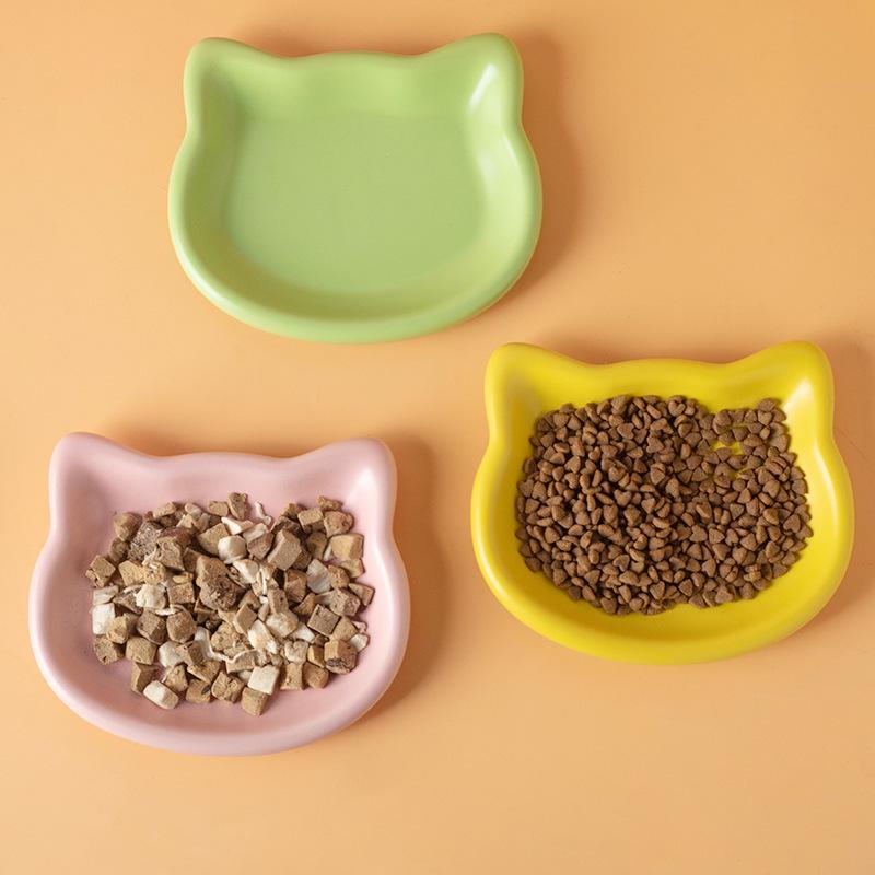 Cute Pastel Cat Shaped Pet Bowl 1PCS Non Slip Food Safe Material Feeding Dish for Household Cats Kittens