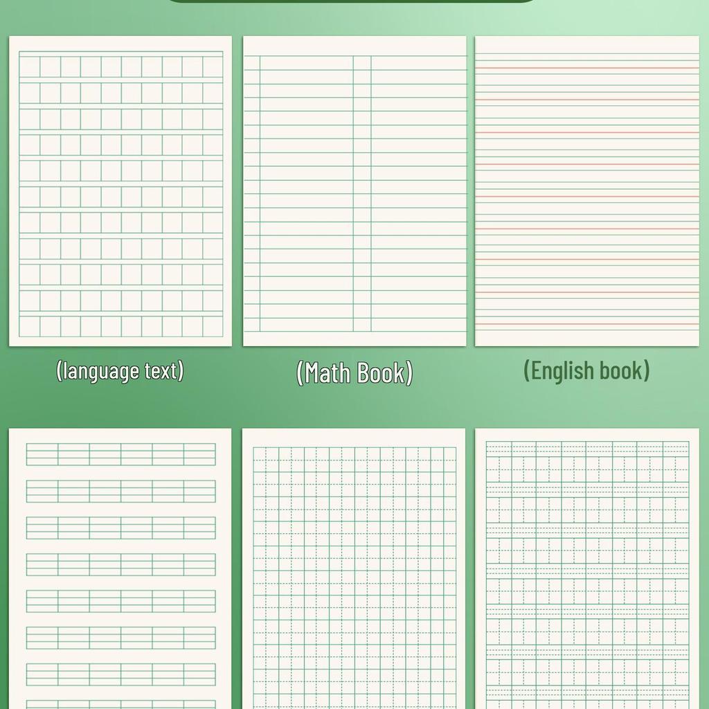 Kraft Paper Exercise Notebook - Beige Lined & Grid, Eye-Friendly for Elementary Students