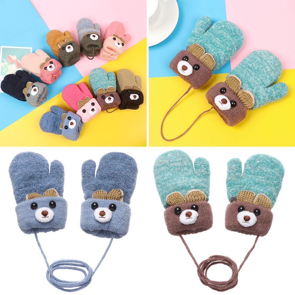New Hot Elastic Boys Girls Cute Cartoon Kids Gloves Thick Warm Knitted Mittens