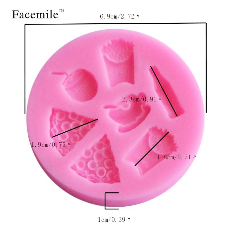 2018 New Store 3D Pizza Fries Milk Coffee Drinks Silicone Mold Chocolate Fondant Cake Decoration Mol