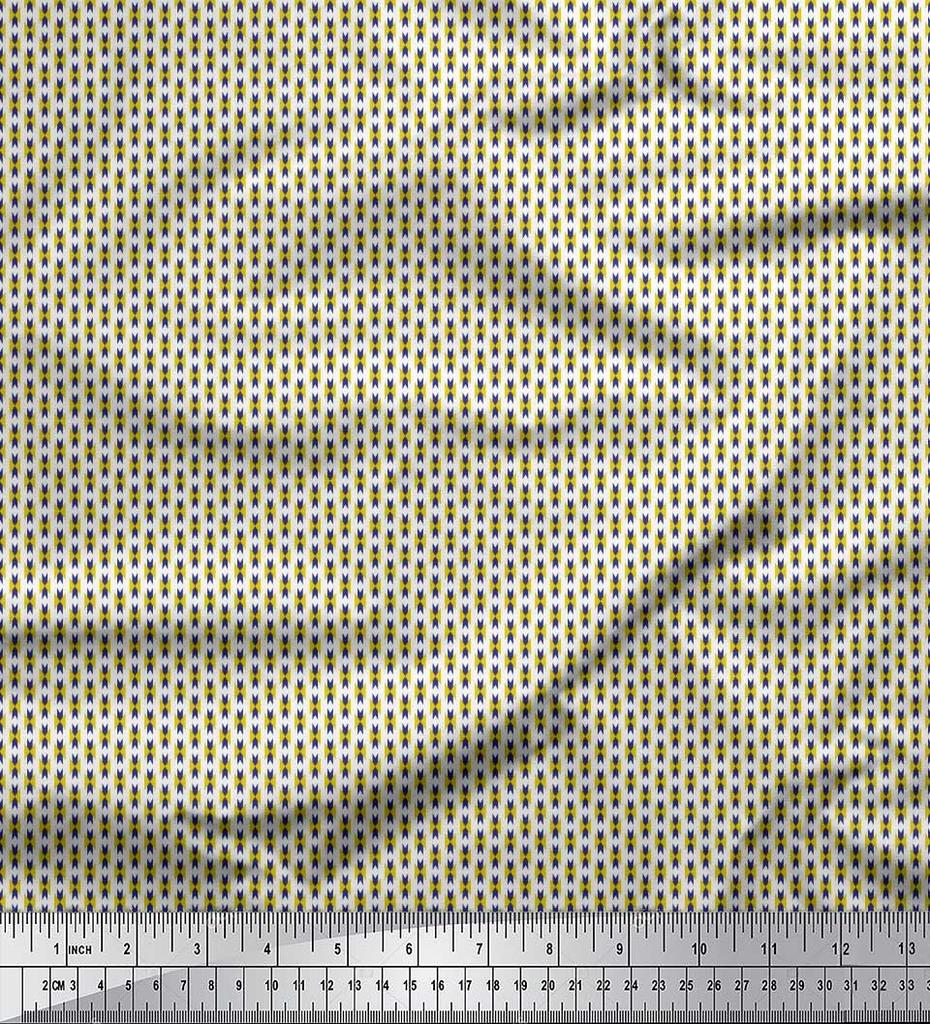 Soimoi Japan Crepe Satin Fabric Geometric Small Print Fabric by the metre 42 Inch