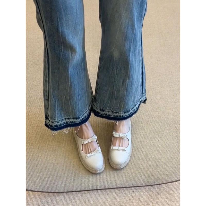 Sheepskin bow thick-soled heightening bag head half slippers women's summer wear casual versatile light mouth one-pedal single shoes