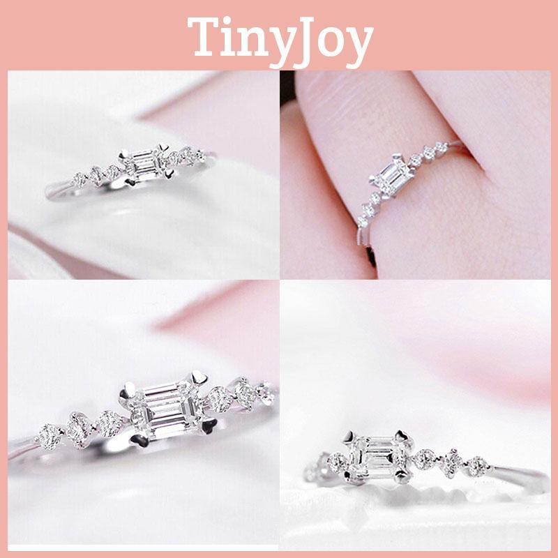 Beautifully Crafted Silver Plated Natural Gemstones Square White Sapphire Wedding Birthstone Ring For Everyday Wear