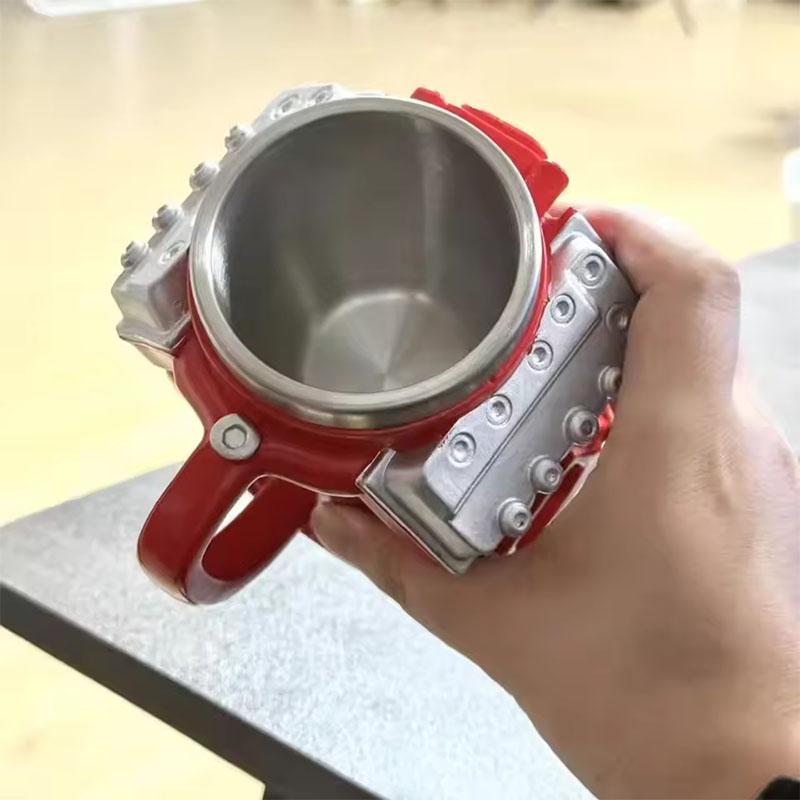 Vintage V8 Engine Coffee Cup, Insulation Water Mug for Car Enthusiasts Gift Personalized Stainless Steel Wall Insulation Mugs