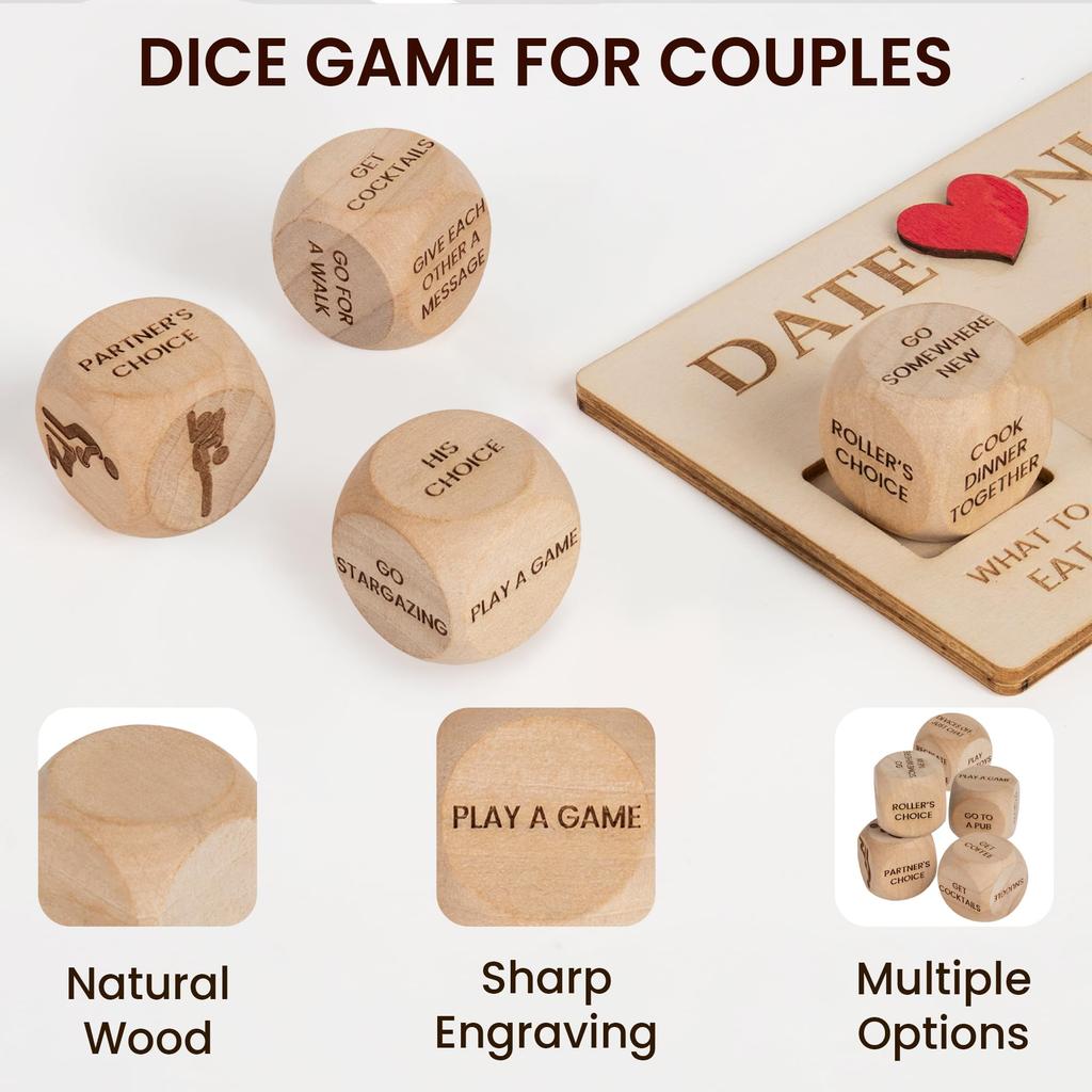 4Pcs Sex Dice Adults Games Wooden Dice Kit Valentine's Day Gifts Date Night Ideas For Couples Date Night Dice Sex Positions