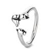 New Cute Dachshund Dog Simple Silver Adjustable Rings Original Open Sausage Dog Pet Rings for Women Vintage Animal Jewelry