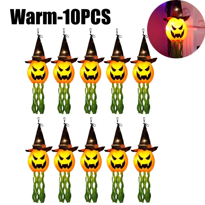 Outdoor Hanging Pumpkin Witch Hat LED Light Halloween Decor 3 Mode Glow Garden Yard Party Decorations Weatherproof Festive