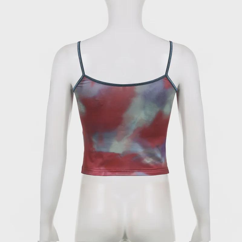 American Street Retro Print Mesh Crop Top Waist-High Vest