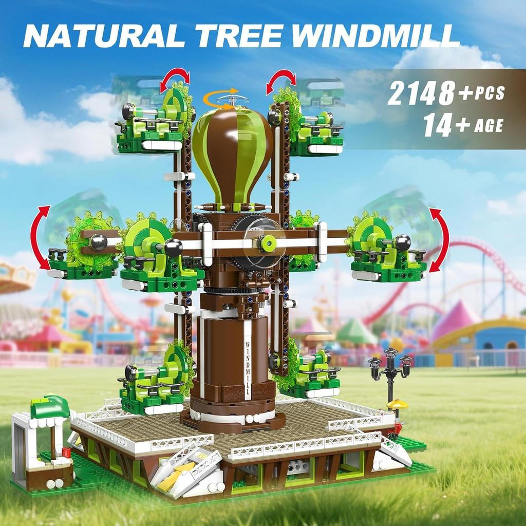 Mould King 11026 Large Windmill Amusement Park Model Building Blocks Set, 2148+ Pieces, STEM Educational Building Toy for Ages 14+ FamilyAdult