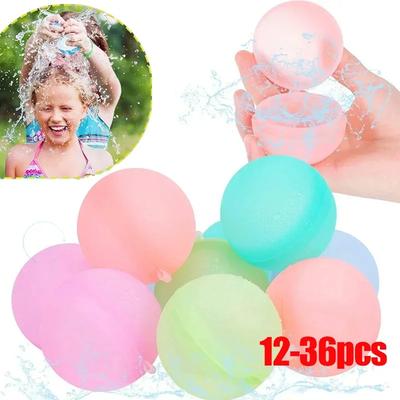 12-60Pcs Reusable Water Balloons Kids Adults Outdoor Activities Pool Beach Bath Toys Bomb Summer Games for Round Sensory Compression Bouncy Durable