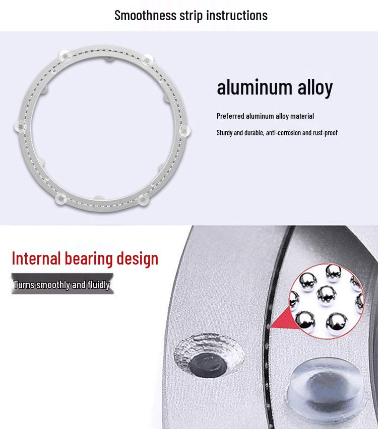 Round Marble Wooden Dining Table with Silent Aluminum Lazy Susan and Rotating Base