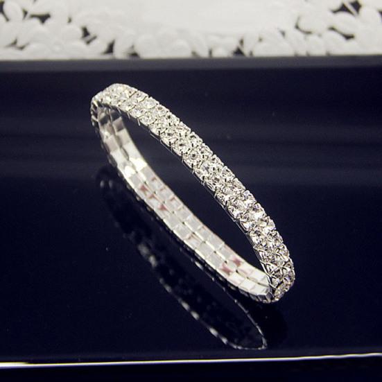 Brățară de mireasă nobilă rafinată, manopera excelentă, brățară elastică cu strasuri pe mai multe rânduri, accesoriu de bijuterii