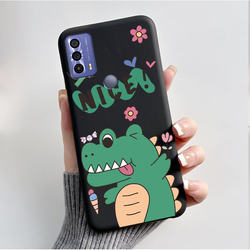 

Printing Pattern Case For TCL 20B (6159K) Soft Silicone Black Shell Cover Cute Flower Cartoon Casing TCL 20B