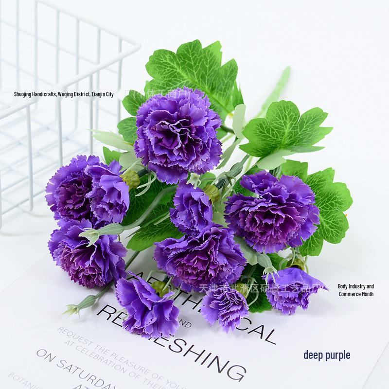 10-Head Artificial Carnation Bouquet for Mother's Day or Teacher's Day - Ideal for Home, Restaurant, and Bar Decorations