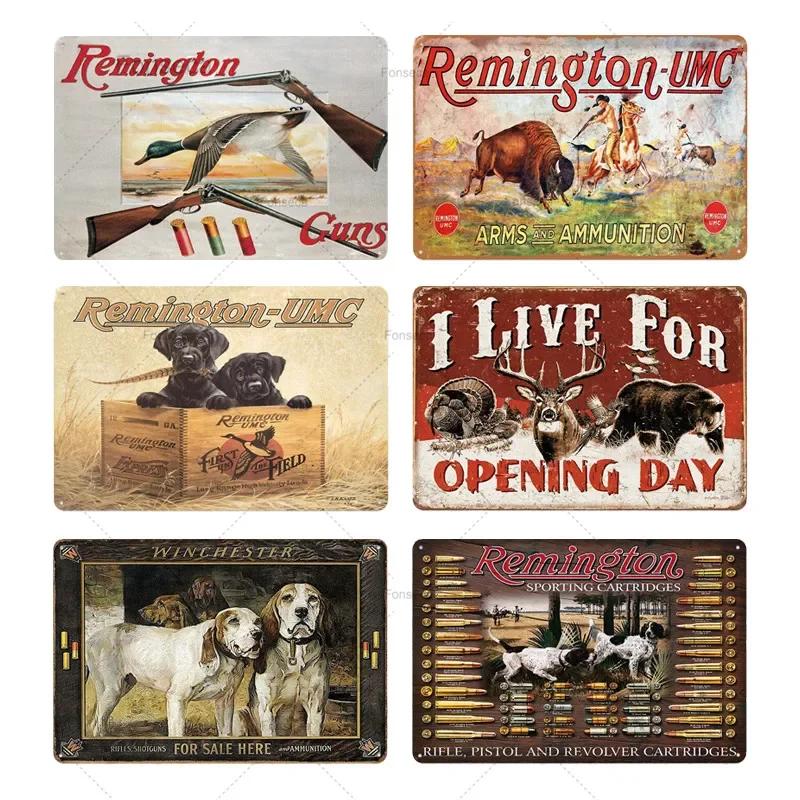 Hunting Tin Sign Plaque Metal Vintage Retro Metal Sign Wall Decor for Man Cave Gun Shop Decorative Metal Plate Hunter Gift