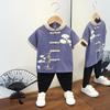 Completo Estivo da Ragazzo a Maniche Corte Stile Cinese per Bambini Hanbok Bello Completo Tang Cotone Lino Sezione Sottile di Abbigliamento Antico
