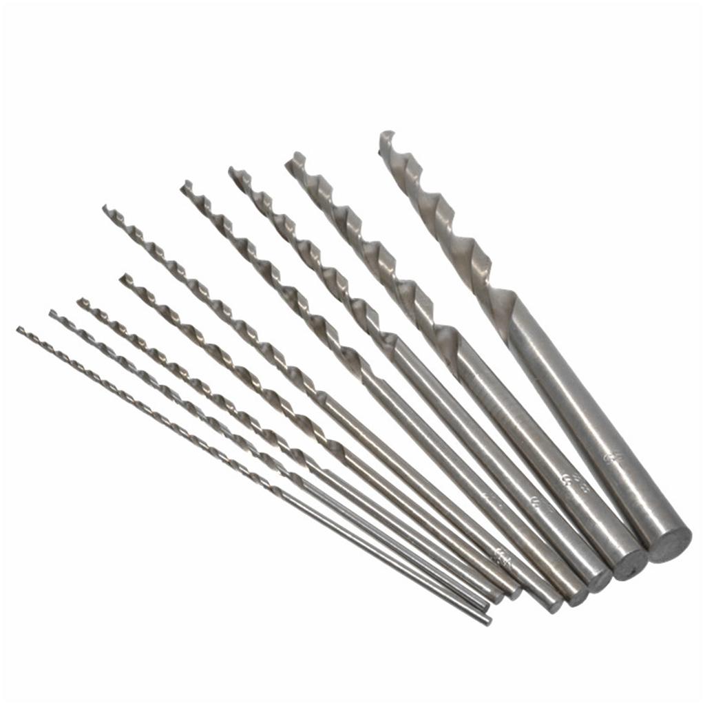 Multiple materials Round Shank Diameter High-speed Steel Straight Shank Long Sturdy Wear-resistant Twist Drill Set 9Pcs