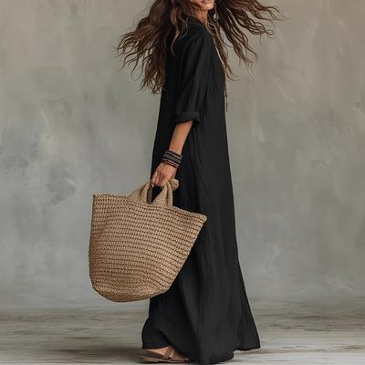 2026 Spring New Women's Clothing Cross-border European and American Dress Slim Fit Elegant Solid Color French Dress Long Dress