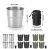 4pcs Stainless Steels Drinking Cup Outdoor Travel Coffees Milk Mugs Replacement Stackable Camping Cup with Cup Cover