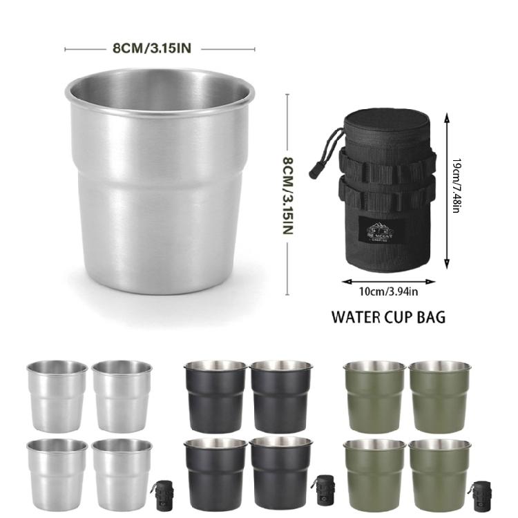 4pcs Stainless Steels Drinking Cup Outdoor Travel Coffees Milk Mugs Replacement Stackable Camping Cup with Cup Cover