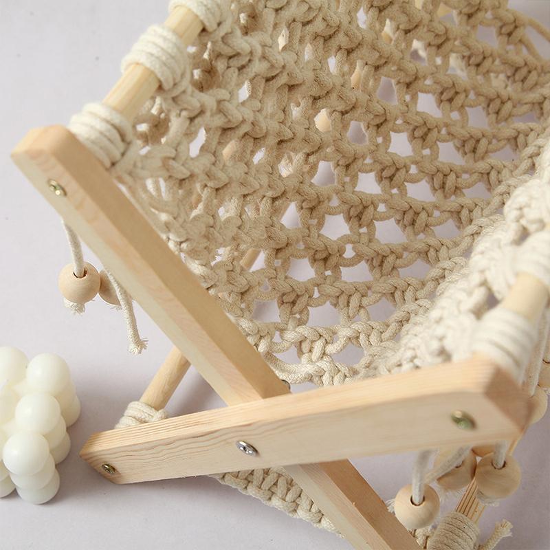 1PC Floor Standing Rack Foldable Cotton Rope Woven Rack Bohemia Book Rack Macrame Basket 32x19x25cm