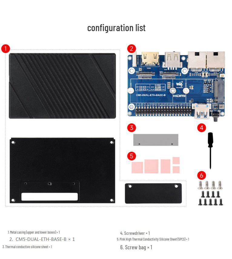 Raspberry Pi CM5 Erweiterungsplatine mit zwei Netzwerkanschlüssen (Gigabit/2,5G), M.2 M-Key, HDMI, MIPI und RJ45-Schnittstellen