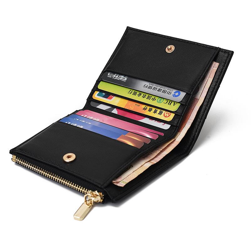 Aokaqi Women's Large Capacity Sheepskin Wallet - Short Leather & Woven Coin Purse with Card Holder