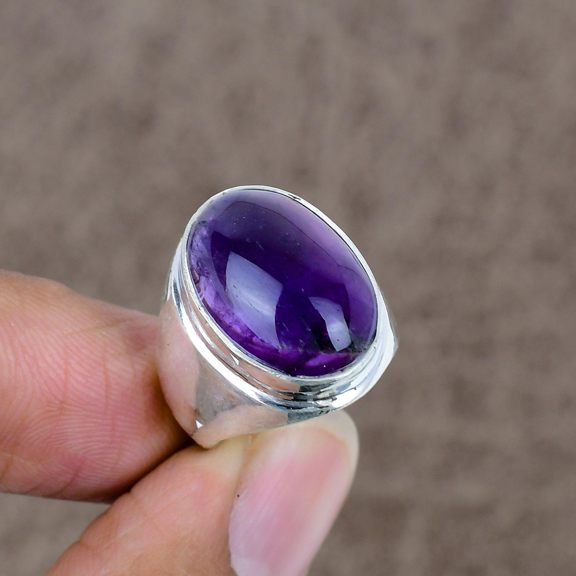 

Кільце з шавлієвим аметистом, зроблене вручну, срібло 925 проби, розмір 6 KKG-492