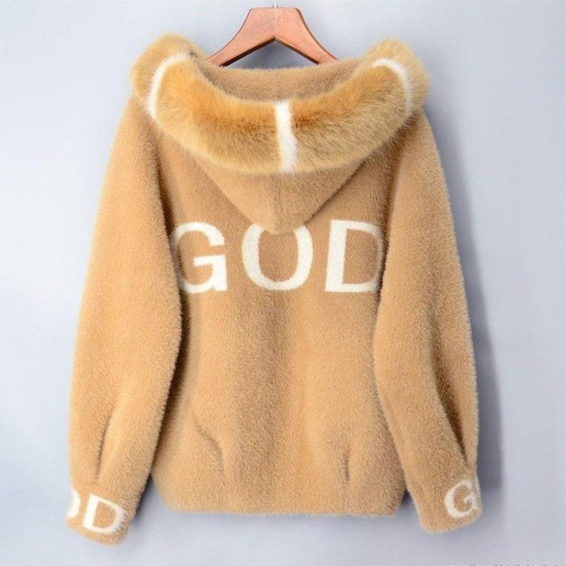 

Зимняя женская короткая утолщенная новая свободная куртка-кардиган с капюшоном 3XL бежевый