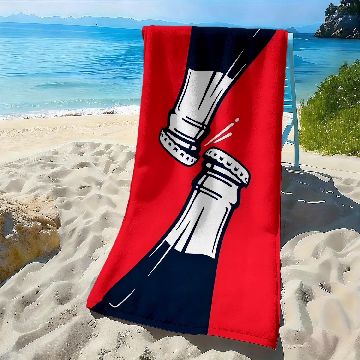 

Vintage fun bottle cap collision pattern polyester microfiber beach towel is highly absorbent, suitable swimming beach outings W30*H60(CM)