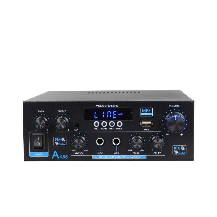 Home Cinema Surround Sound Speaker AK-55 HIFI Stereo Audio Amplifier Two Channel Digital Bluetooth Amplifier