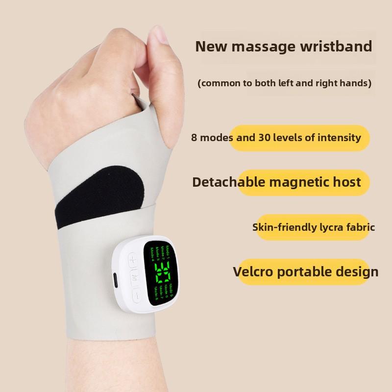 Adjustable Electro-Muscle Wrist Sleeve for Hand Mobility Recovery Joint Stability Targeted Massage Tendon Support бежевый