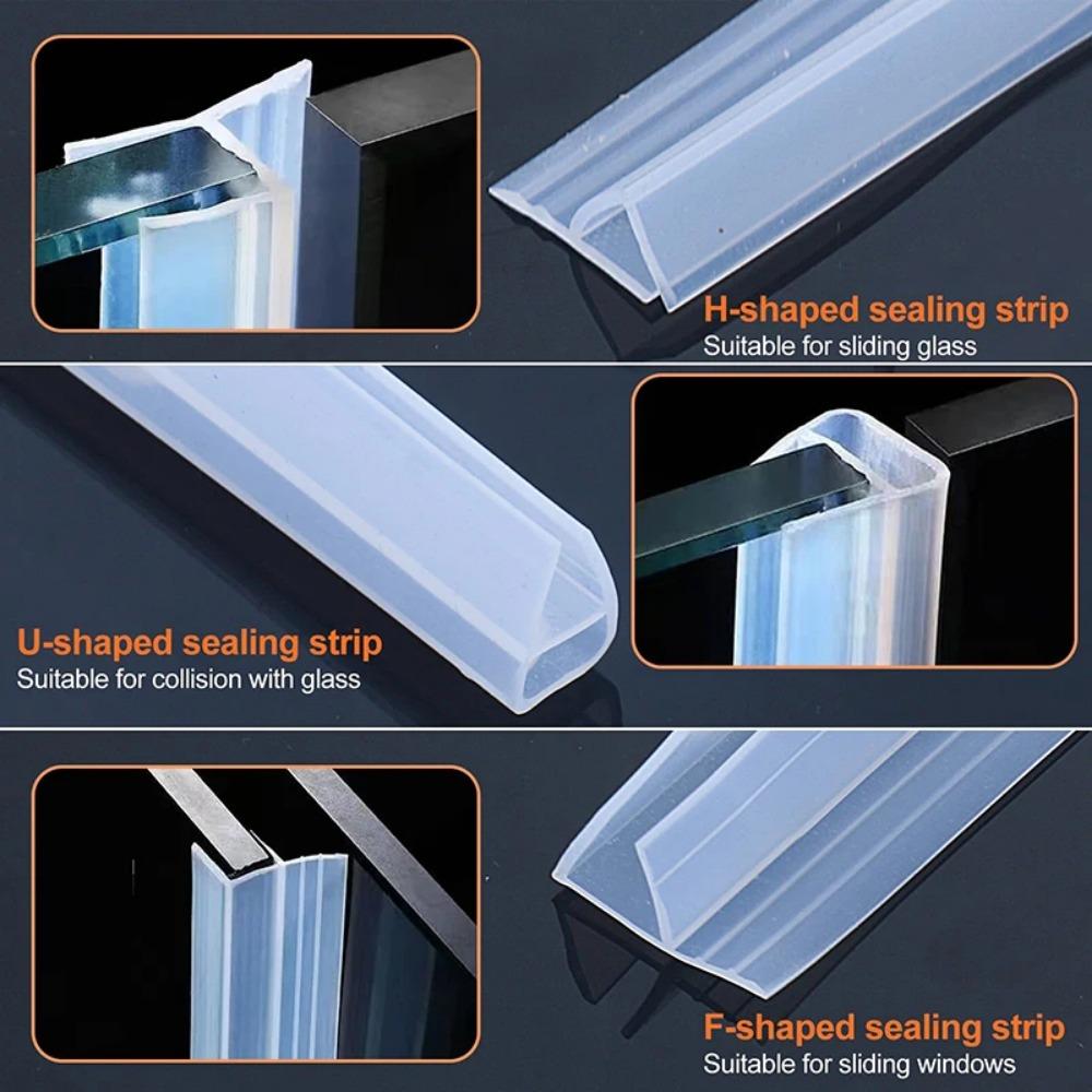 3M Shower Glass Door Seal Strip, Silicone Soft Shower Door Sweep To Stop Leaks, Frameless Seal Strip