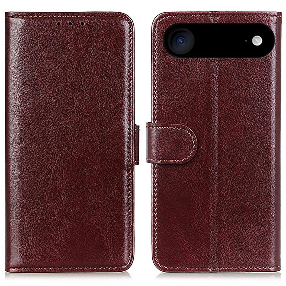 For iPhone 17 Air Case Crazy Horse Texture PU Leather Phone Stand Cover