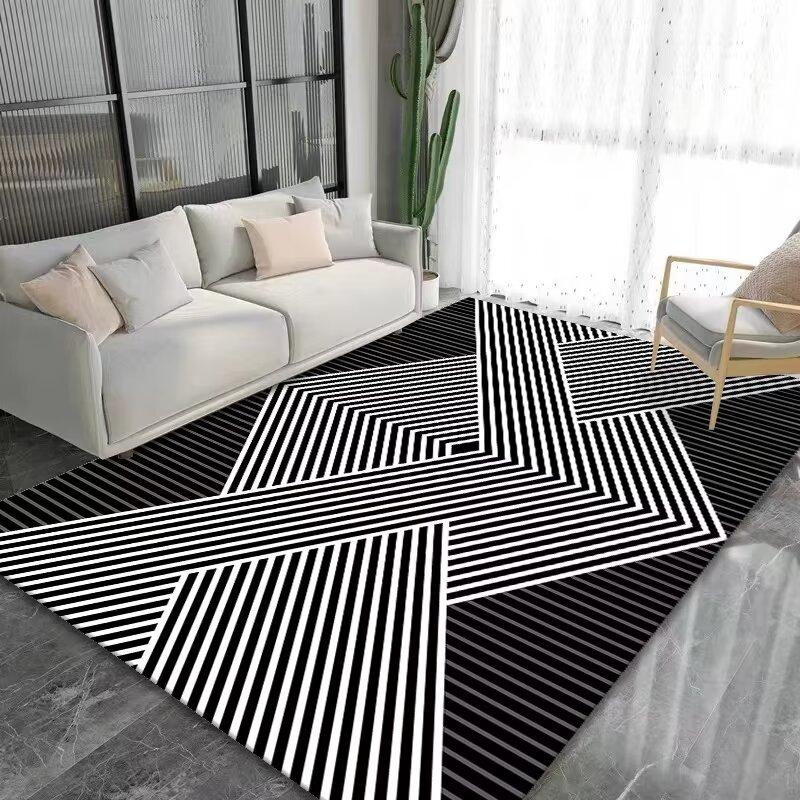 Severský Světle Šedý Velký Koberec do Obývacího Pokoje Lehký Luxusní Dekorativní Koberec do Ložnice Geometrické Koberce Protiskluzová Podložka pod Nohy k Pohovce